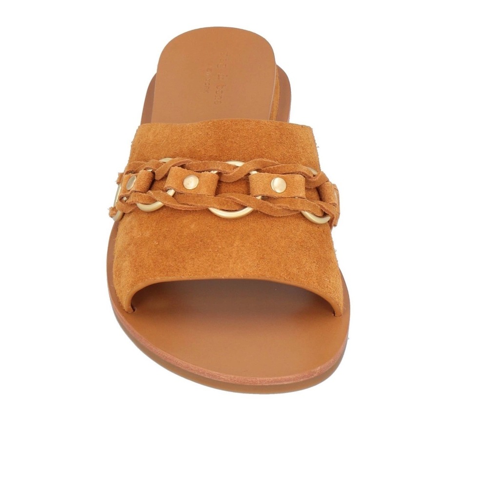 Rag & Bone Tan Suede Braided Ring Slide Sandals Flat Shoes Womens 6.5 new w box - Picture 2 of 6